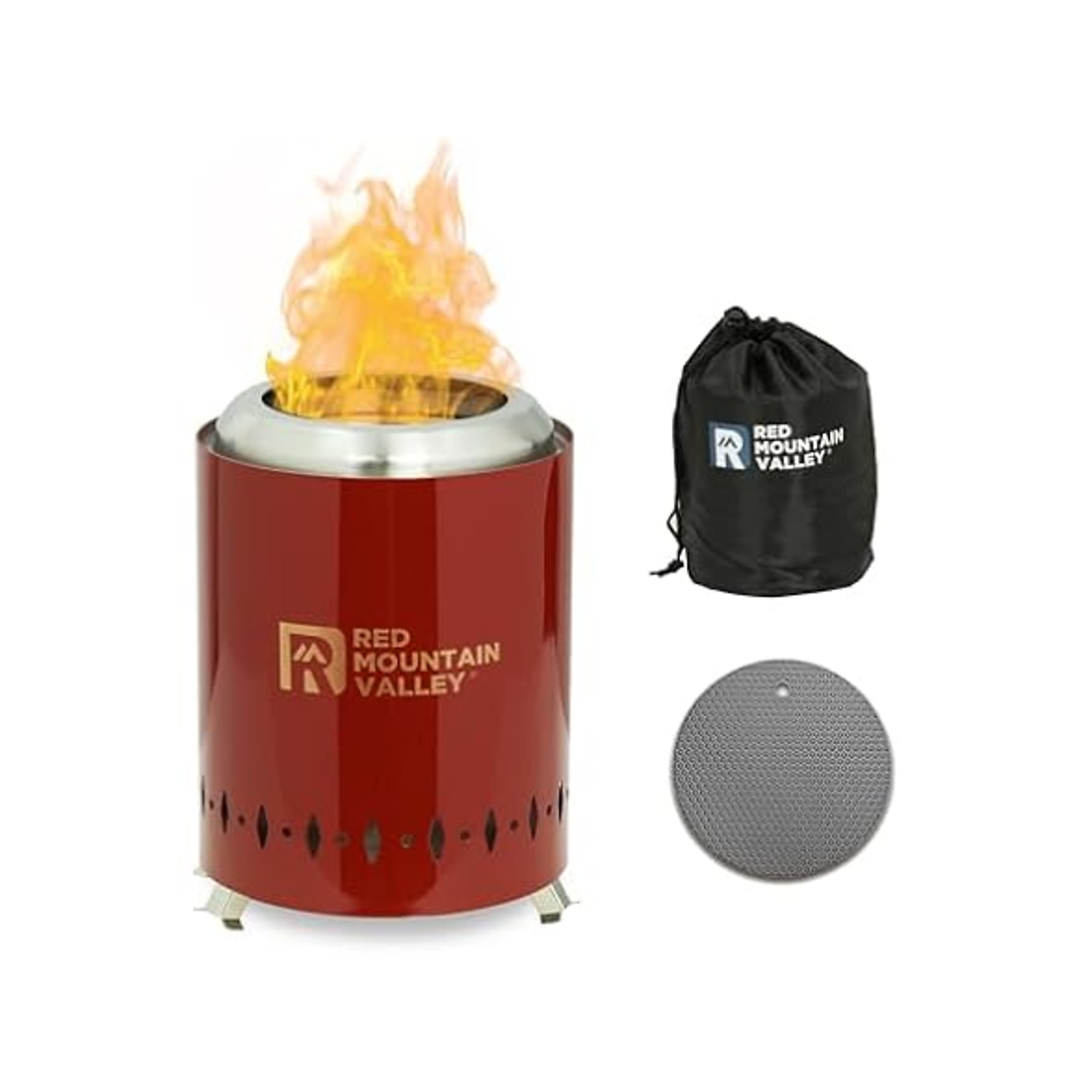 Red Mountain Valley Smokeless Tabletop Fire Pit with Mat, Gray